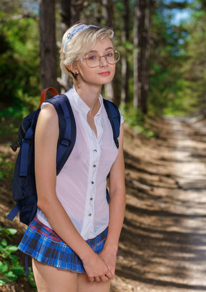 Hot blond Kissa Sins has hands tied behind back and is forced to deepthroat